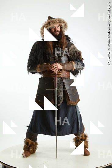 Casual Fighting with sword Man White Standing poses - ALL Slim Long Brown Standing poses - simple Standard Photoshoot Academic Fighting poses - ALL