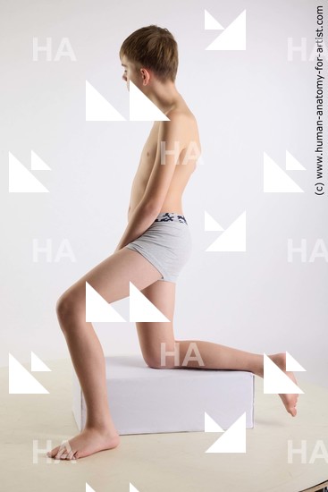 Underwear Man White Kneeling poses - ALL Slim Short Brown Kneeling poses - on one knee Standard Photoshoot  Academic