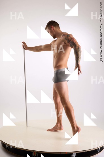 Underwear Man White Standing poses - ALL Muscular Short Brown Standing poses - simple Standard Photoshoot Academic