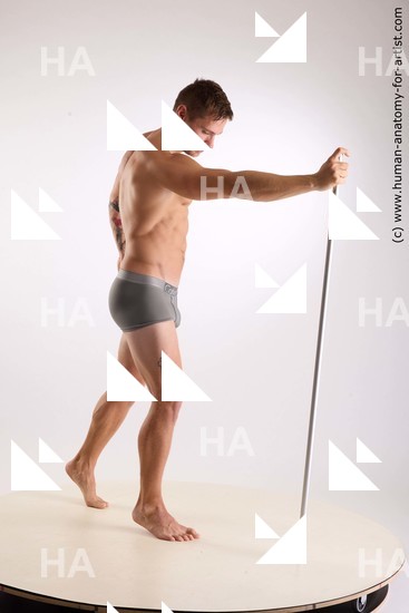 Underwear Man White Standing poses - ALL Muscular Short Brown Standing poses - simple Standard Photoshoot Academic