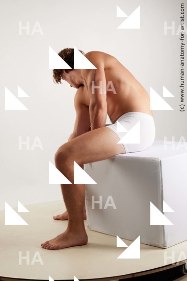 Underwear Man White Sitting poses - simple Athletic Medium Brown Sitting poses - ALL Standard Photoshoot Academic
