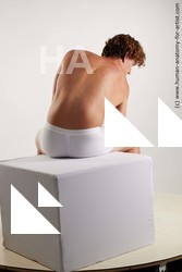 Underwear Man White Sitting poses - simple Athletic Medium Brown Sitting poses - ALL Standard Photoshoot Academic