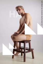 Underwear Man White Sitting poses - simple Slim Short Grey Sitting poses - ALL Standard Photoshoot Academic