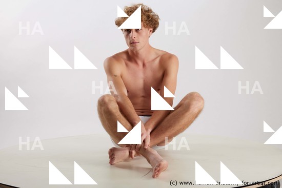 Nude Man White Sitting poses - simple Athletic Short Blond Sitting poses - ALL Standard Photoshoot Academic