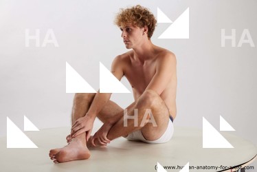Nude Man White Sitting poses - simple Athletic Short Blond Sitting poses - ALL Standard Photoshoot Academic