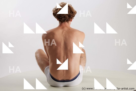 Nude Man White Sitting poses - simple Athletic Short Blond Sitting poses - ALL Standard Photoshoot Academic