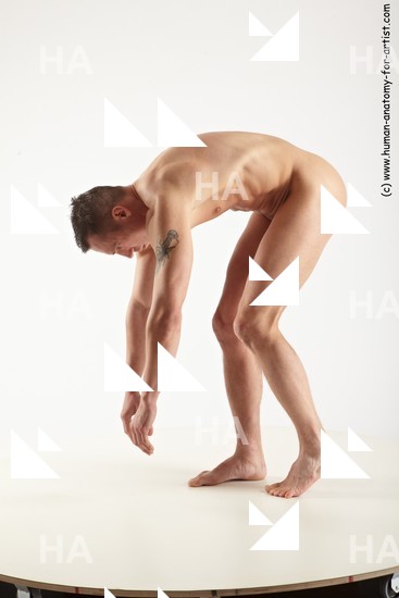 Nude Man White Standing poses - ALL Muscular Short Brown Standing poses - bend over Standard Photoshoot Realistic
