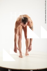 Nude Man White Standing poses - ALL Muscular Short Brown Standing poses - bend over Standard Photoshoot Realistic