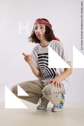 Casual Man White Kneeling poses - ALL Slim Long Brown Kneeling poses - on both knees Standard Photoshoot  Academic