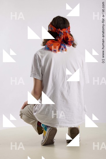 Casual Man White Kneeling poses - ALL Slim Long Brown Kneeling poses - on both knees Standard Photoshoot  Academic