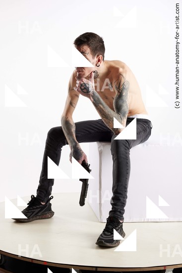 Casual Fighting with gun Man Sitting poses - simple Sitting poses - ALL Standard Photoshoot Academic Fighting poses - ALL
