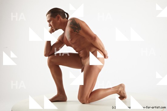 Nude Man Kneeling poses - ALL Kneeling poses - on one knee Standard Photoshoot Realistic