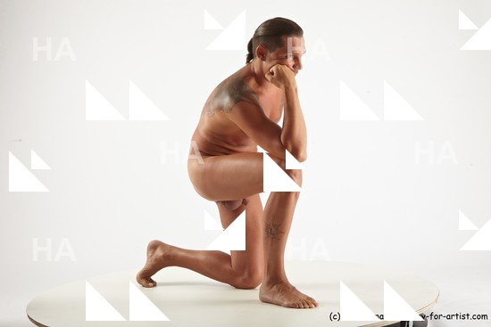Nude Man Kneeling poses - ALL Kneeling poses - on one knee Standard Photoshoot Realistic