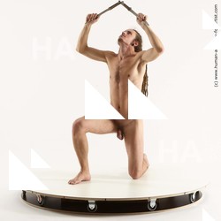 Nude Fighting with knife Man Kneeling poses - ALL Kneeling poses - on one knee Standard Photoshoot Realistic Fighting poses - ALL