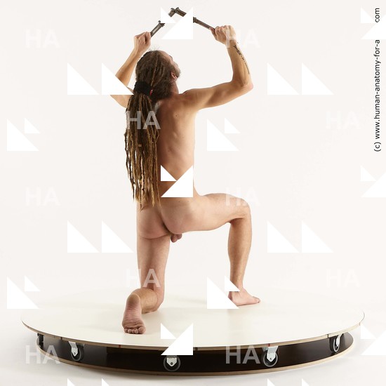 Nude Fighting with knife Man Kneeling poses - ALL Kneeling poses - on one knee Standard Photoshoot Realistic Fighting poses - ALL