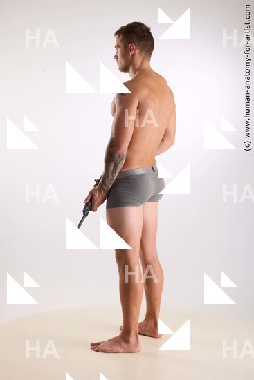 Underwear Fighting with gun Man Standing poses - ALL Standing poses - simple Standard Photoshoot Academic Fighting poses - ALL