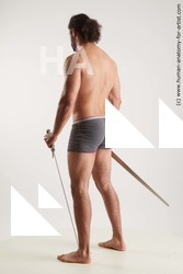 Underwear Fighting with sword Man Black Standing poses - ALL Muscular Long Black Standing poses - simple Standard Photoshoot Academic Fighting poses - ALL