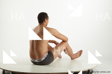 Underwear Man Black Sitting poses - simple Slim Short Black Sitting poses - ALL Standard Photoshoot Academic