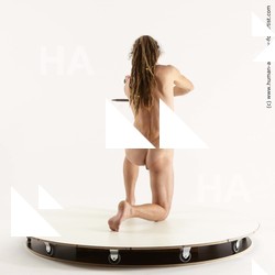 Nude Man White Kneeling poses - ALL Athletic Brown Kneeling poses - on one knee Dreadlocks Standard Photoshoot Realistic