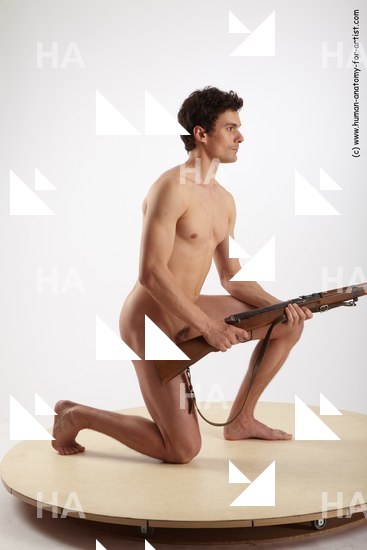 Nude Man White Kneeling poses - ALL Slim Short Brown Kneeling poses - on one knee Standard Photoshoot Realistic