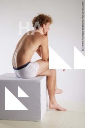 Underwear Man White Sitting poses - simple Athletic Short Brown Sitting poses - ALL Standard Photoshoot Academic