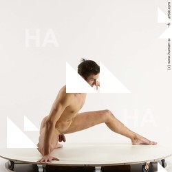 Nude Man White Kneeling poses - ALL Athletic Short Brown Kneeling poses - on one knee Standard Photoshoot Realistic