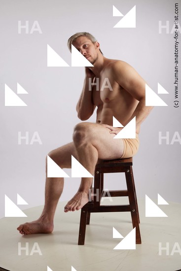 Underwear Man White Sitting poses - simple Muscular Short Grey Sitting poses - ALL Standard Photoshoot Academic