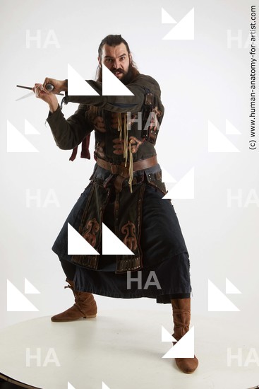Casual Fighting with sword Man White Standing poses - ALL Muscular Long Brown Standing poses - simple Standard Photoshoot Academic Fighting poses - ALL