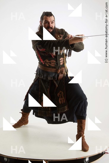 Casual Fighting with sword Man White Standing poses - ALL Muscular Long Brown Standing poses - simple Standard Photoshoot Academic Fighting poses - ALL