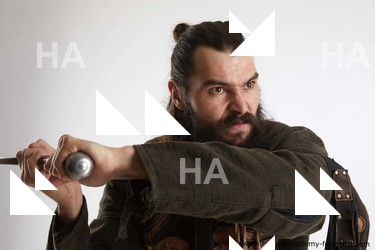 Casual Fighting with sword Man White Standing poses - ALL Muscular Long Brown Standing poses - simple Standard Photoshoot Academic Fighting poses - ALL