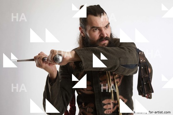 Casual Fighting with sword Man White Standing poses - ALL Muscular Long Brown Standing poses - simple Standard Photoshoot Academic Fighting poses - ALL