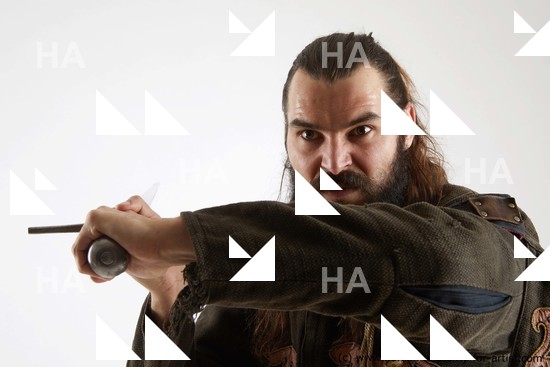 Casual Fighting with sword Man White Standing poses - ALL Muscular Long Brown Standing poses - simple Standard Photoshoot Academic Fighting poses - ALL