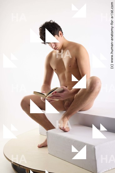 Nude Man White Sitting poses - simple Slim Short Brown Sitting poses - ALL Standard Photoshoot Academic