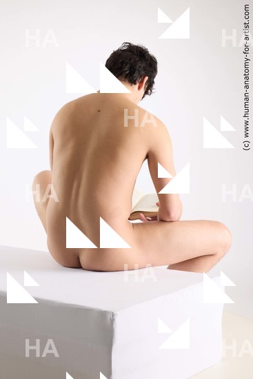 Nude Man White Sitting poses - simple Slim Short Brown Sitting poses - ALL Standard Photoshoot Academic