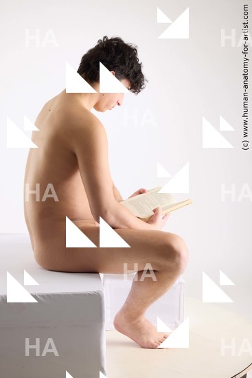 Nude Man White Sitting poses - simple Slim Short Brown Sitting poses - ALL Standard Photoshoot Academic