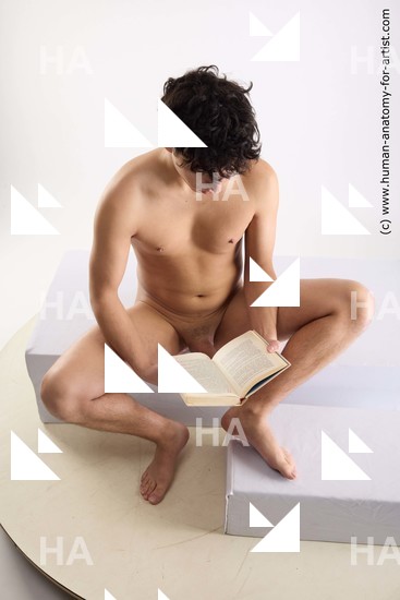 Nude Man White Sitting poses - simple Slim Short Brown Sitting poses - ALL Standard Photoshoot Academic