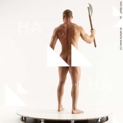 Nude Fighting with axe Man White Standing poses - ALL Muscular Short Brown Standing poses - simple Standard Photoshoot Realistic Fighting poses - ALL