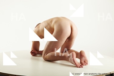 Nude Man White Kneeling poses - ALL Slim Short Brown Kneeling poses - on both knees Standard Photoshoot Realistic