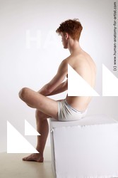 Underwear Man White Sitting poses - simple Slim Short Red Sitting poses - ALL Standard Photoshoot Academic