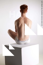 Underwear Man White Sitting poses - simple Slim Short Red Sitting poses - ALL Standard Photoshoot Academic