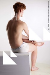 Underwear Man White Sitting poses - simple Slim Short Red Sitting poses - ALL Standard Photoshoot Academic