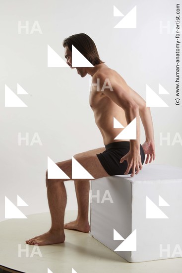 Underwear Man White Sitting poses - simple Slim Short Brown Sitting poses - ALL Standard Photoshoot Academic