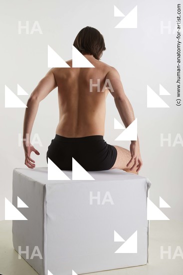 Underwear Man White Sitting poses - simple Slim Short Brown Sitting poses - ALL Standard Photoshoot Academic