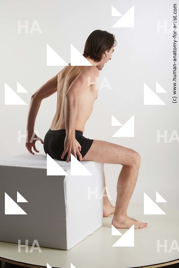 Underwear Man White Sitting poses - simple Slim Short Brown Sitting poses - ALL Standard Photoshoot Academic