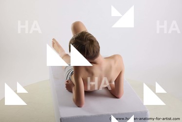 Underwear Man White Laying poses - ALL Slim Short Brown Laying poses - on back Standard Photoshoot  Academic