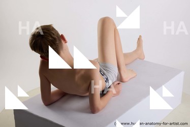 Underwear Man White Laying poses - ALL Slim Short Brown Laying poses - on back Standard Photoshoot  Academic