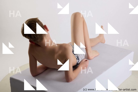 Underwear Man White Laying poses - ALL Slim Short Brown Laying poses - on back Standard Photoshoot  Academic