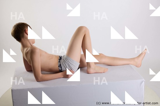 Underwear Man White Laying poses - ALL Slim Short Brown Laying poses - on back Standard Photoshoot  Academic