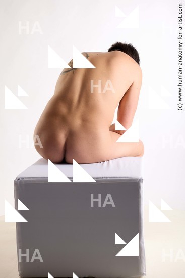 Nude Man White Sitting poses - simple Slim Short Brown Sitting poses - ALL Standard Photoshoot Realistic