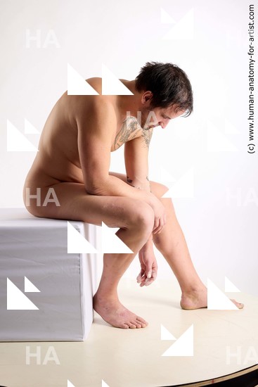 Nude Man White Sitting poses - simple Slim Short Brown Sitting poses - ALL Standard Photoshoot Realistic